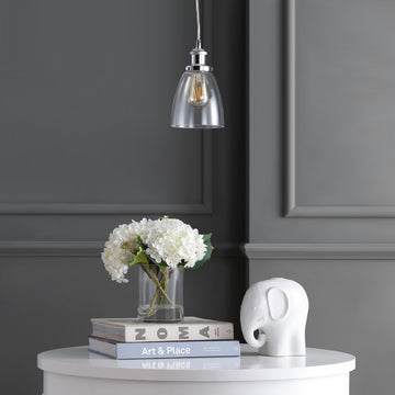 Cleo 5.5" Adjustable Metal/Glass LED Pendant - JONATHAN Y